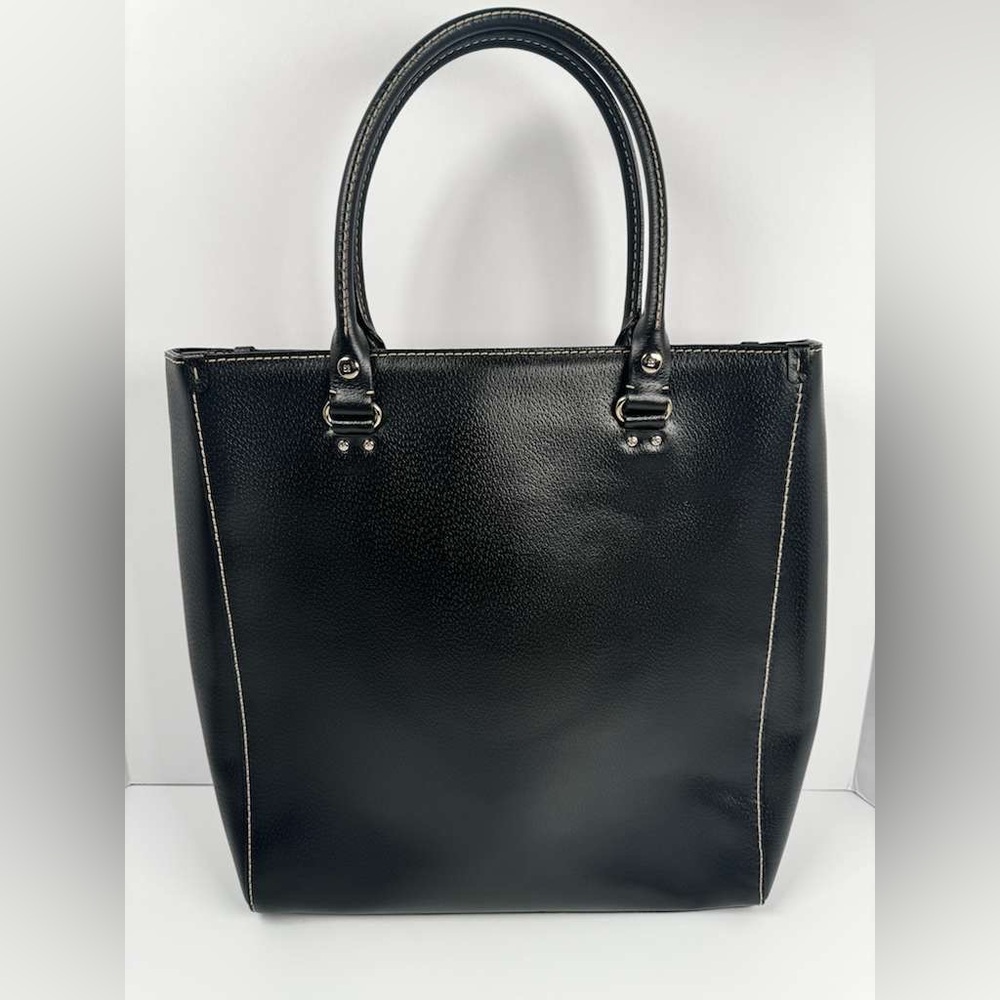Kate Spade Wellesley Queen Boarskin Large Black Leather Tote Bag - Picture 2 of 11
